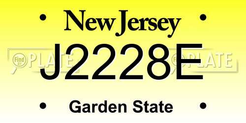 J2228E New Jersey License Plate