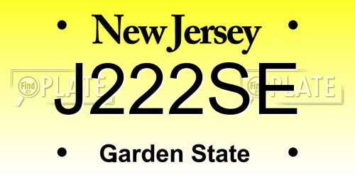 J222SE New Jersey License Plate