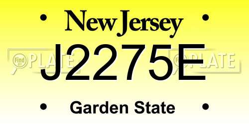 J2275E New Jersey License Plate