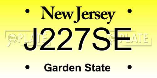 J227SE New Jersey License Plate