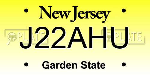 J22AHU New Jersey License Plate