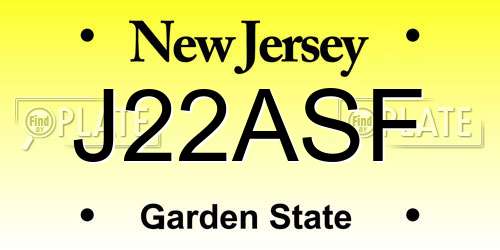 J22ASF New Jersey License Plate