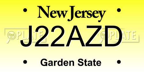 J22AZD New Jersey License Plate