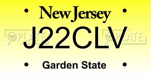 J22CLV New Jersey License Plate
