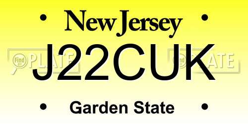 J22CUK New Jersey License Plate