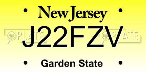 J22FZV New Jersey License Plate