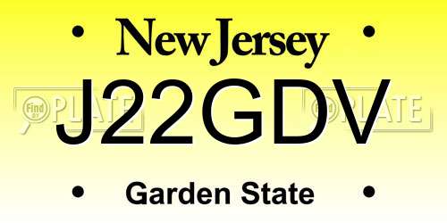 J22GDV New Jersey License Plate