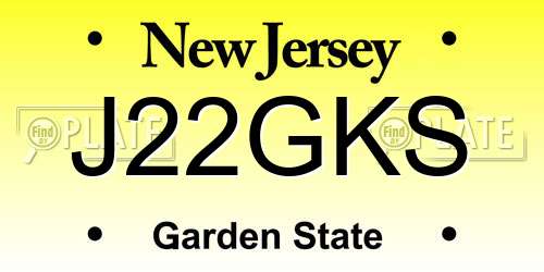 J22GKS New Jersey License Plate