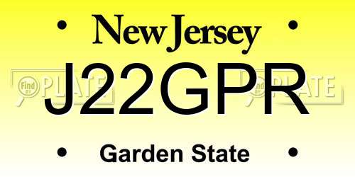 J22GPR New Jersey License Plate