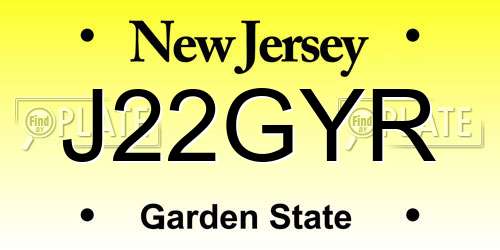J22GYR New Jersey License Plate