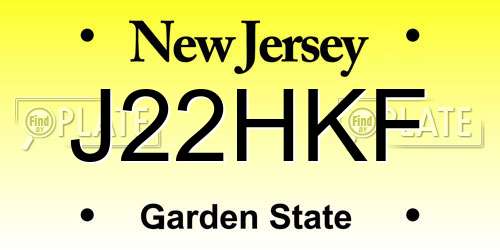 J22HKF New Jersey License Plate