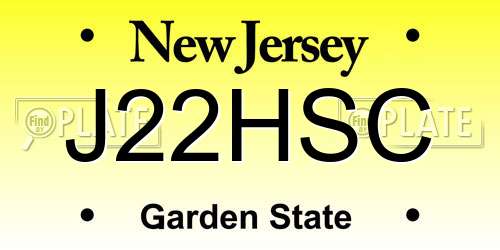 J22HSC New Jersey License Plate