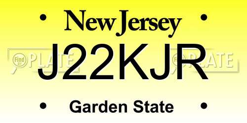 J22KJR New Jersey License Plate