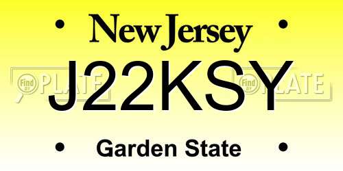 J22KSY New Jersey License Plate