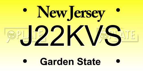 J22KVS New Jersey License Plate