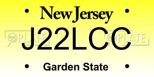 J22LCC New Jersey License Plate