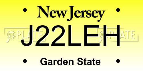 J22LEH New Jersey License Plate