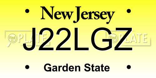 J22LGZ New Jersey License Plate