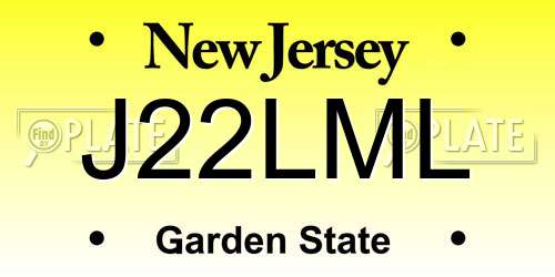 J22LML New Jersey License Plate