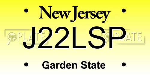 J22LSP New Jersey License Plate