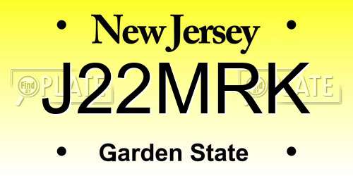 J22MRK New Jersey License Plate