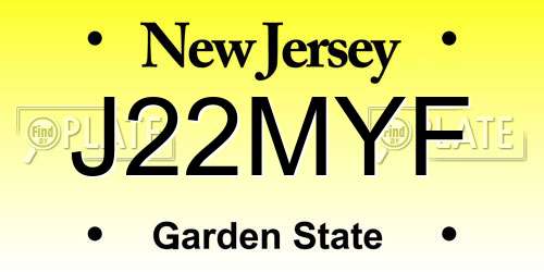 J22MYF New Jersey License Plate