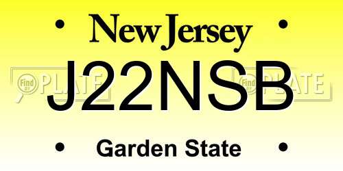 J22NSB New Jersey License Plate
