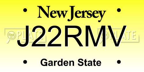 J22RMV New Jersey License Plate