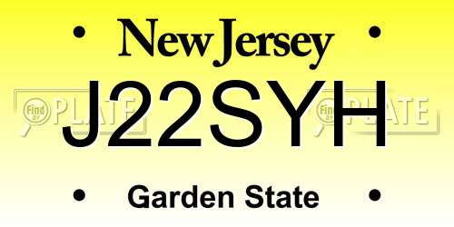 J22SYH New Jersey License Plate