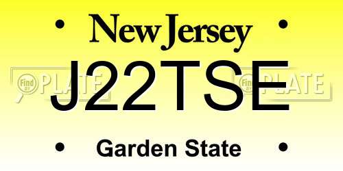 J22TSE New Jersey License Plate