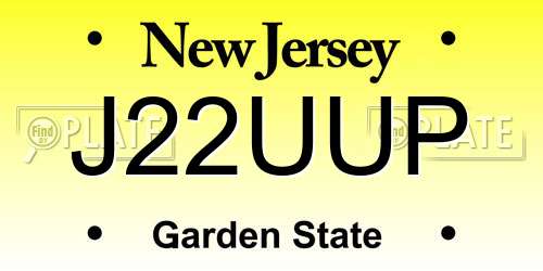 J22UUP New Jersey License Plate