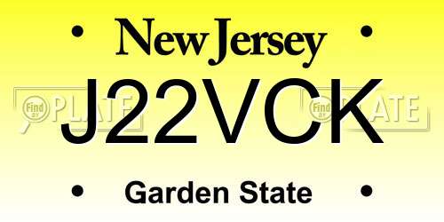 J22VCK New Jersey License Plate
