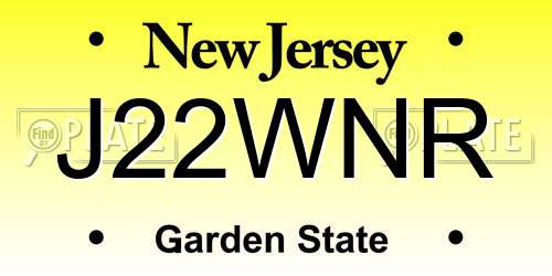 J22WNR New Jersey License Plate