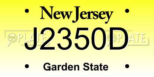 J2350D New Jersey License Plate