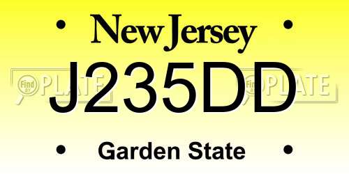 J235DD New Jersey License Plate