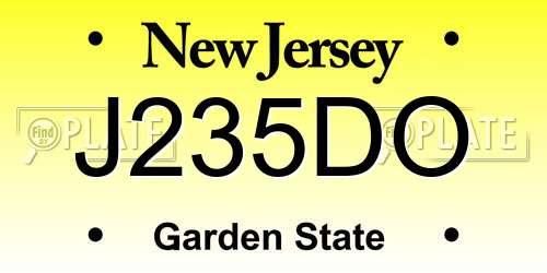J235DO New Jersey License Plate