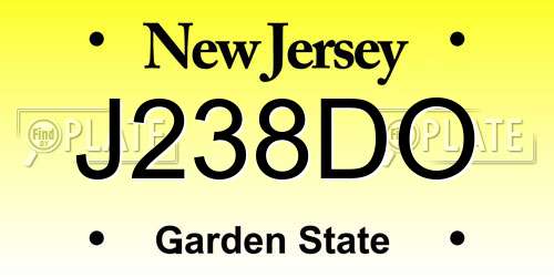 J238DO New Jersey License Plate