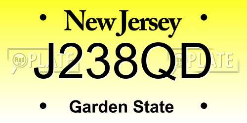 J238QD New Jersey License Plate