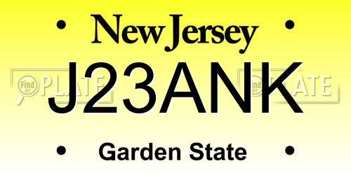 J23ANK New Jersey License Plate