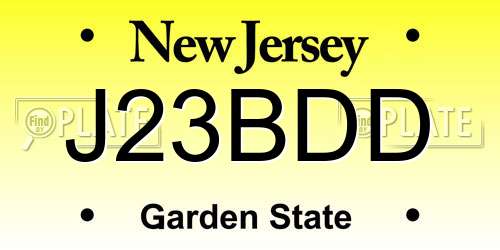 J23BDD New Jersey License Plate