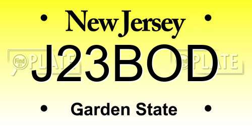 J23BOD New Jersey License Plate