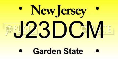 J23DCM New Jersey License Plate