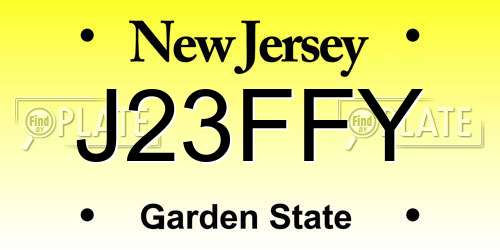 J23FFY New Jersey License Plate