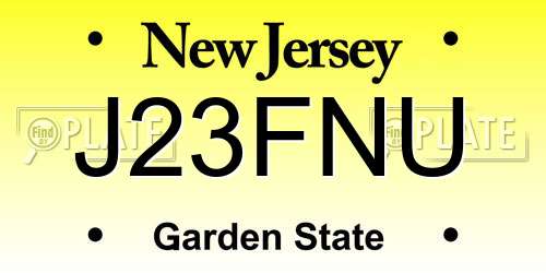 J23FNU New Jersey License Plate
