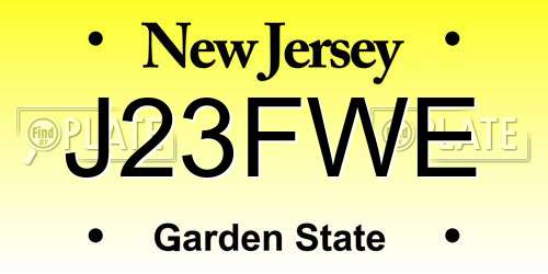 J23FWE New Jersey License Plate