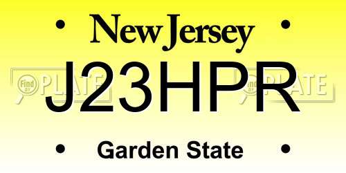 J23HPR New Jersey License Plate