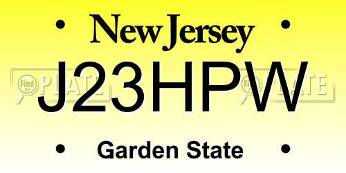 J23HPW New Jersey License Plate
