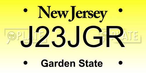 J23JGR New Jersey License Plate