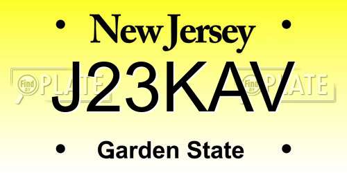 J23KAV New Jersey License Plate