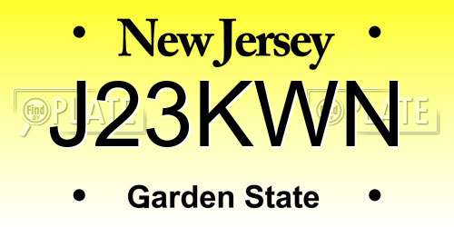 J23KWN New Jersey License Plate